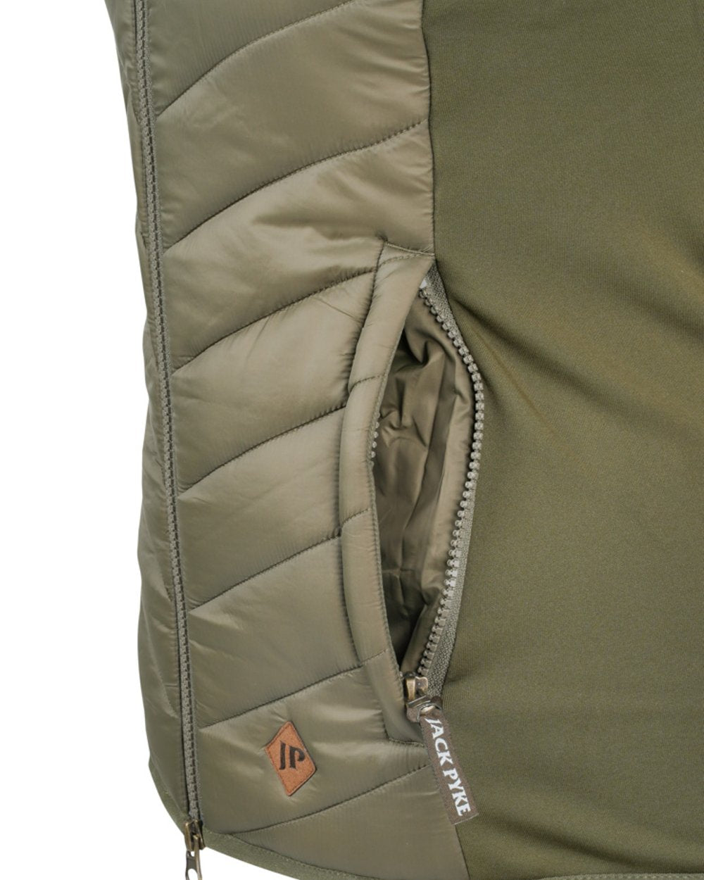 Green coloured Jack Pyke Womens Shires Gilet on white background 