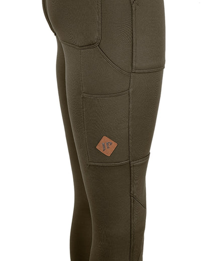 Brown coloured Jack Pyke Womens Utility Leggings on white background 