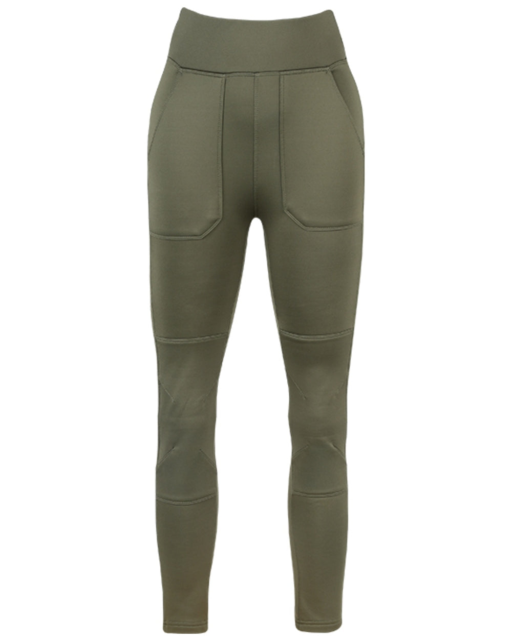 Olive coloured Jack Pyke Womens Utility Leggings on white background 