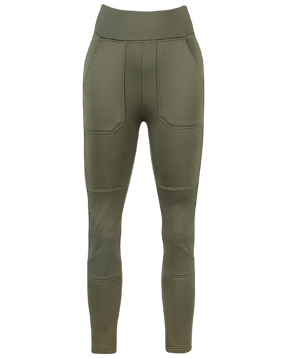 Olive coloured Jack Pyke Womens Utility Leggings on white background 