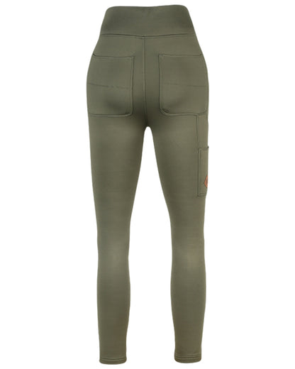 Olive coloured Jack Pyke Womens Utility Leggings on white background 