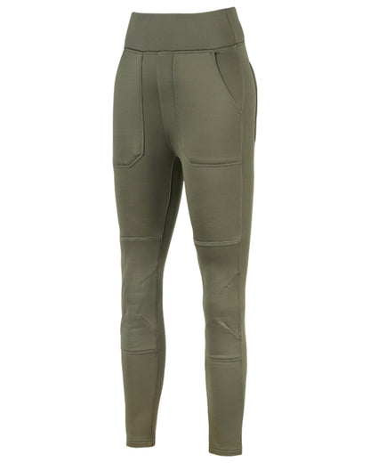 Olive coloured Jack Pyke Womens Utility Leggings on white background 
