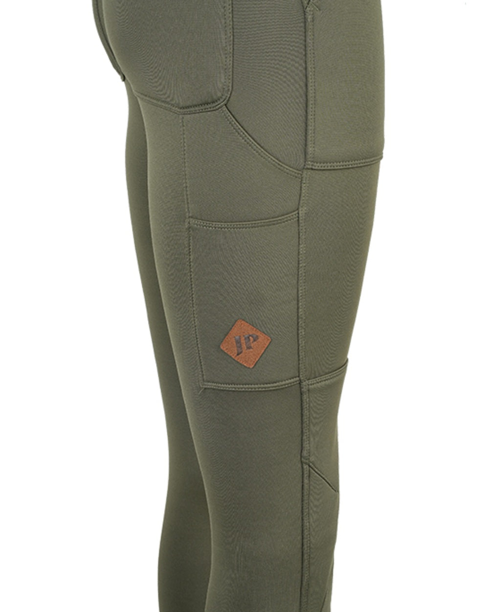Olive coloured Jack Pyke Womens Utility Leggings on white background 