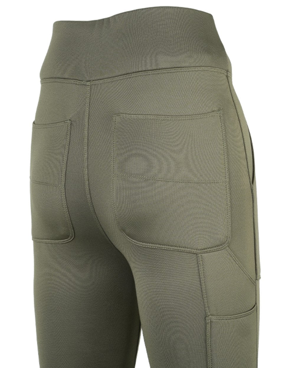 Olive coloured Jack Pyke Womens Utility Leggings on white background 