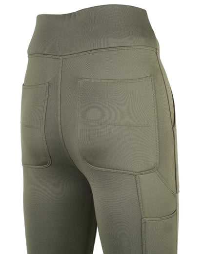 Olive coloured Jack Pyke Womens Utility Leggings on white background 