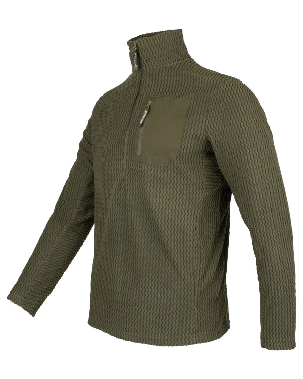 Green coloured Jack Pyke Z Fleece Pullover on white background 