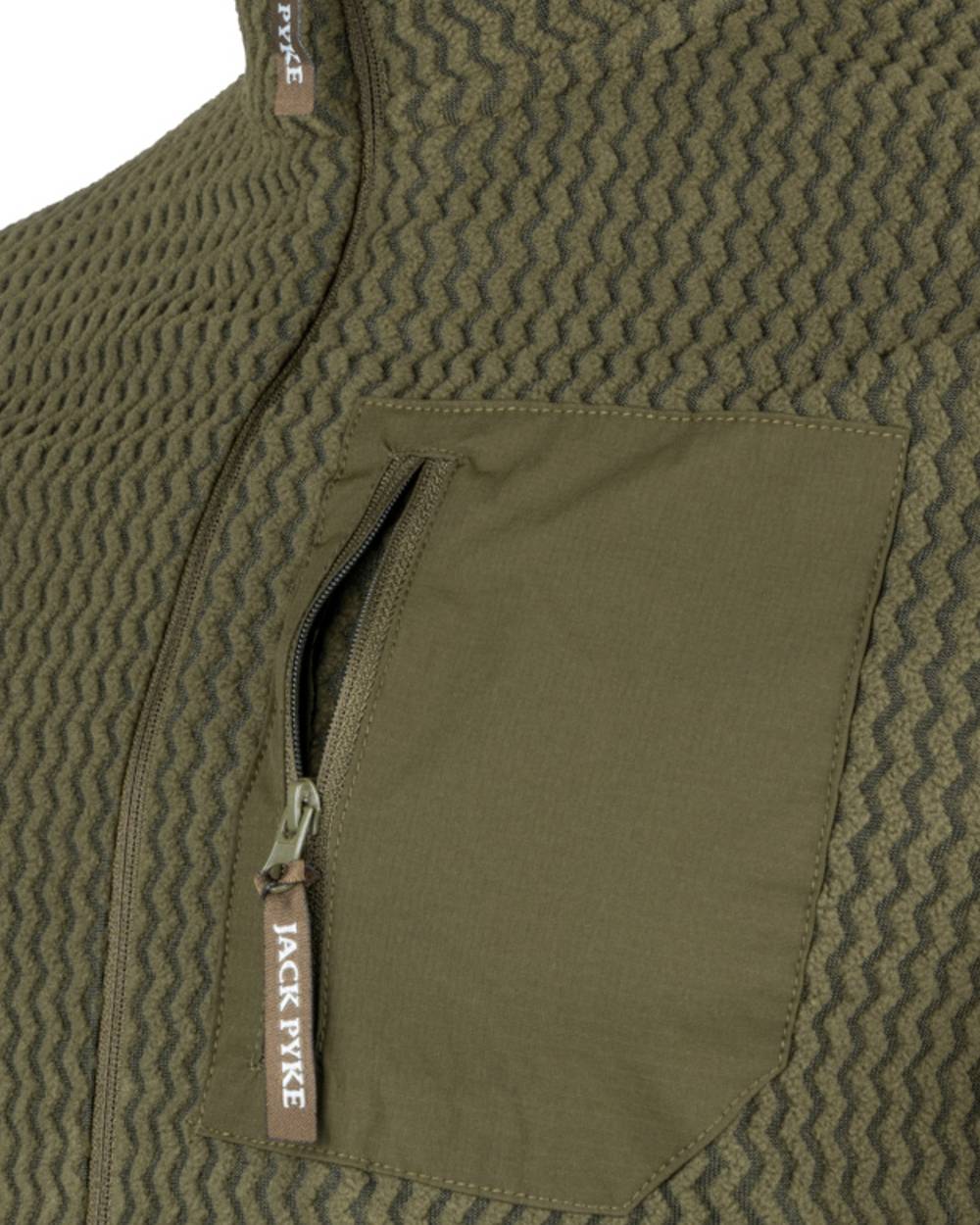 Green coloured Jack Pyke Z Fleece Pullover on white background 