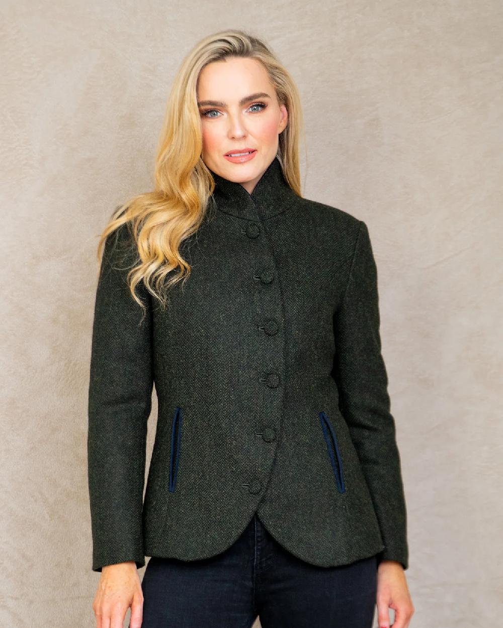 Jack Murphy Nicole Ladies Tweed Jacket in Deep Green Herringbone 