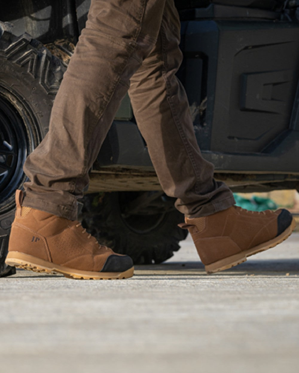 Brown coloured Jack Pyke Lowland Boots on outdoor background