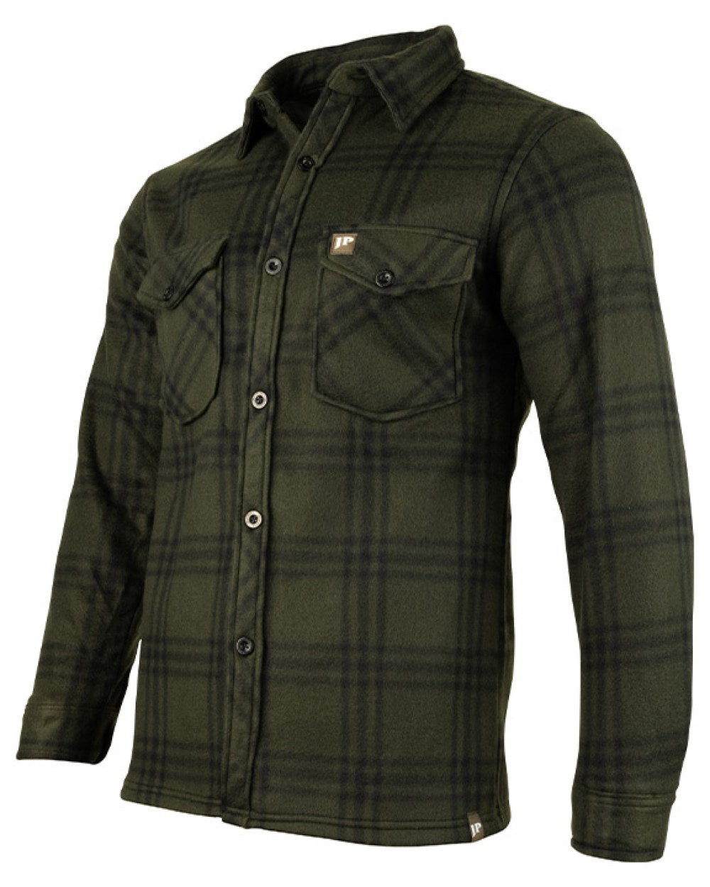 Green Check coloured Jack Pyke Polar Fleece Shirt on white background