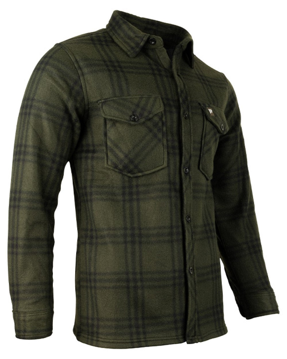 Green Check coloured Jack Pyke Polar Fleece Shirt on white background