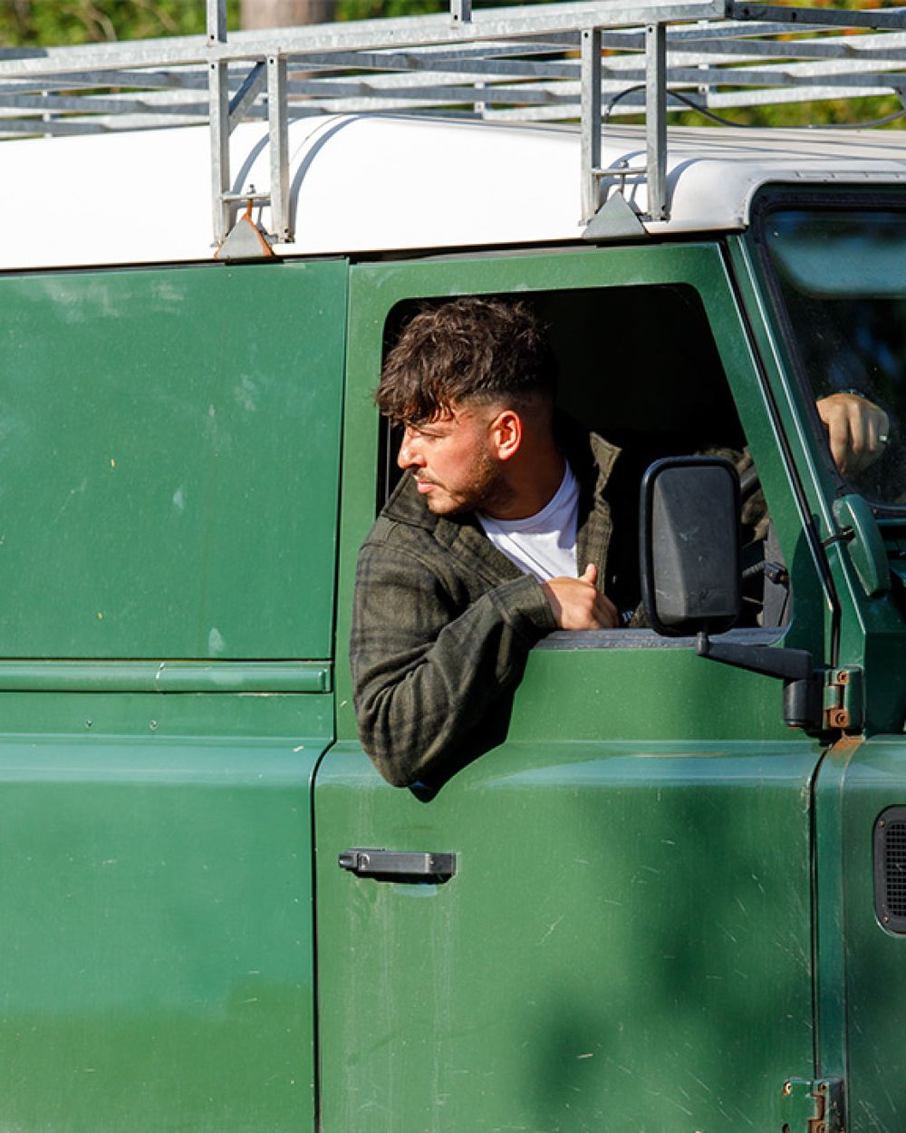 Green Check coloured Jack Pyke Polar Fleece Shirt worn by farmer