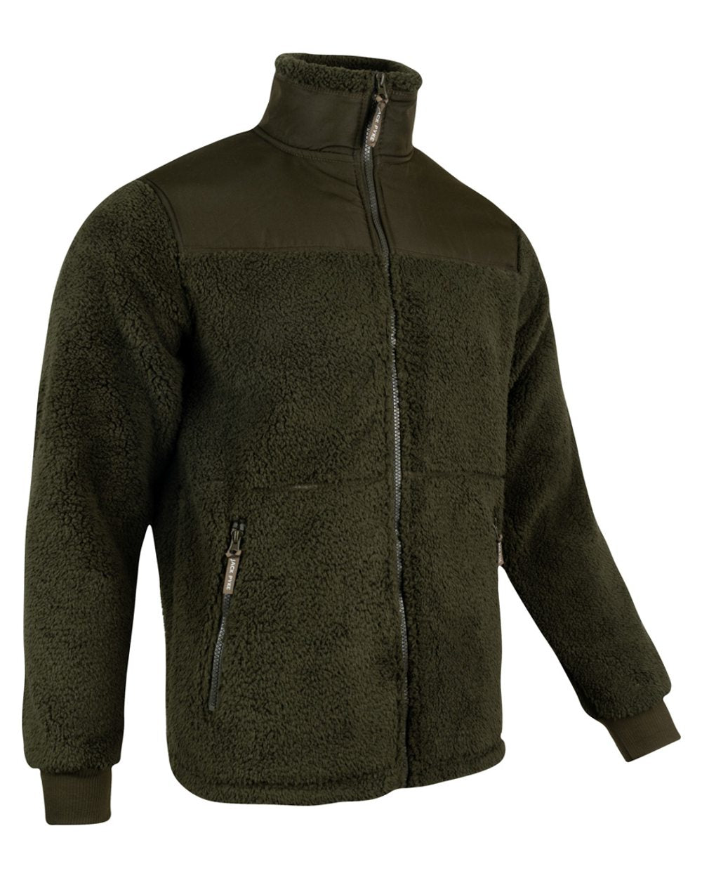 Dark Olive coloured Jack Pyke Sherpa Fleece Jacket on White background 