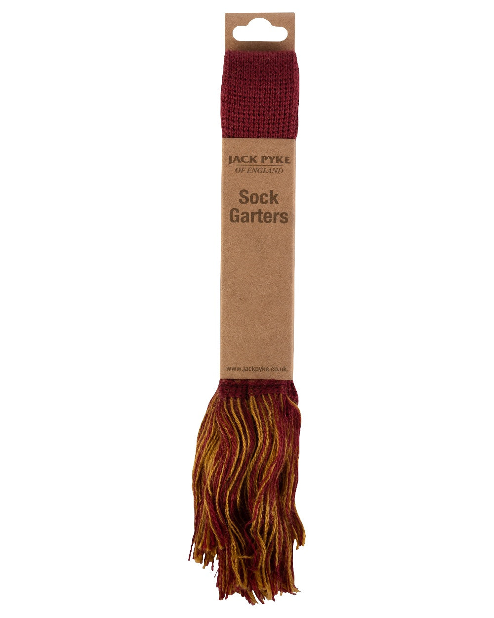 Burgundy coloured Jack Pyke Shooting Sock Garters on white background 