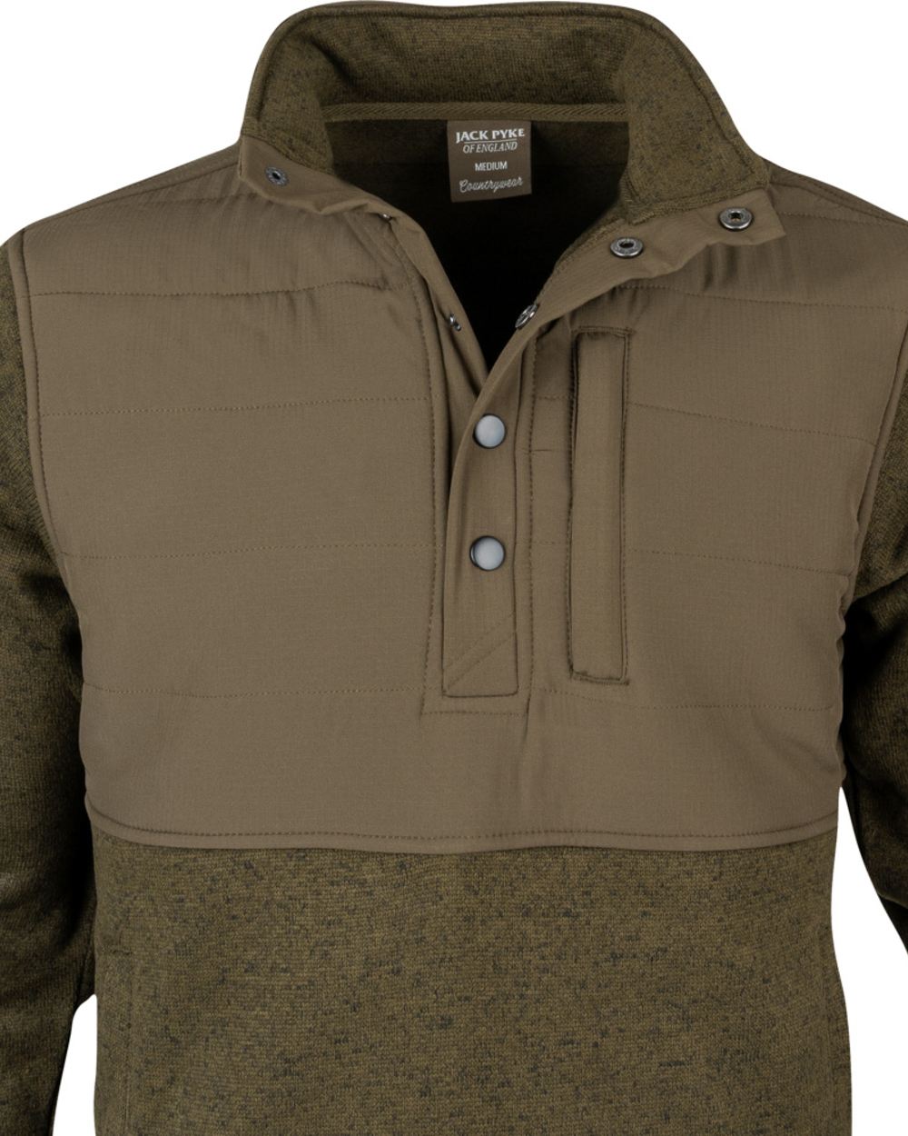 Green Coloured Jack Pyke Mens Snap Neck Pullover on white background 