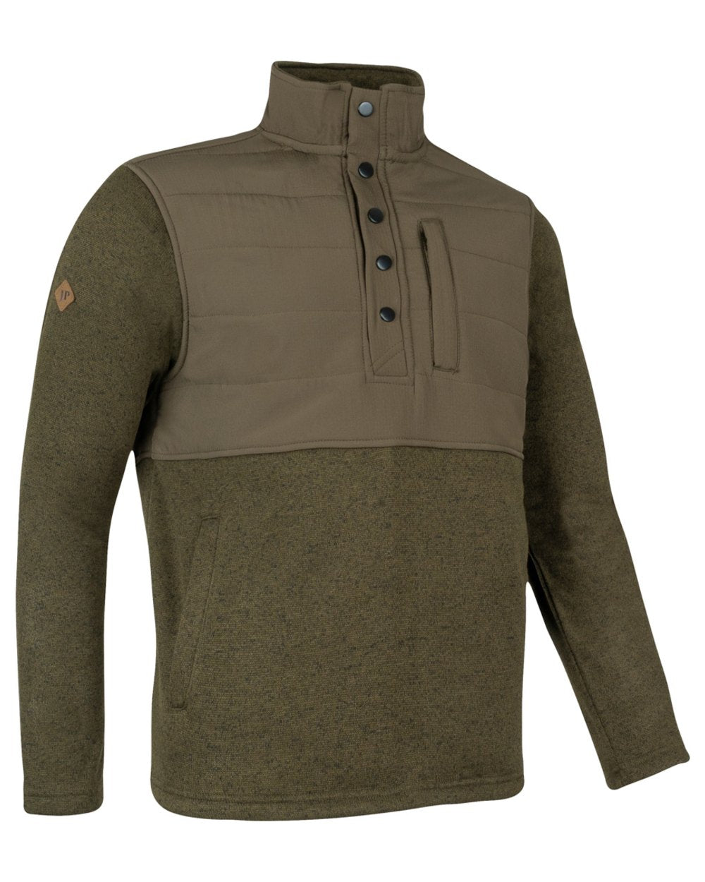 Green Coloured Jack Pyke Mens Snap Neck Pullover on white background 