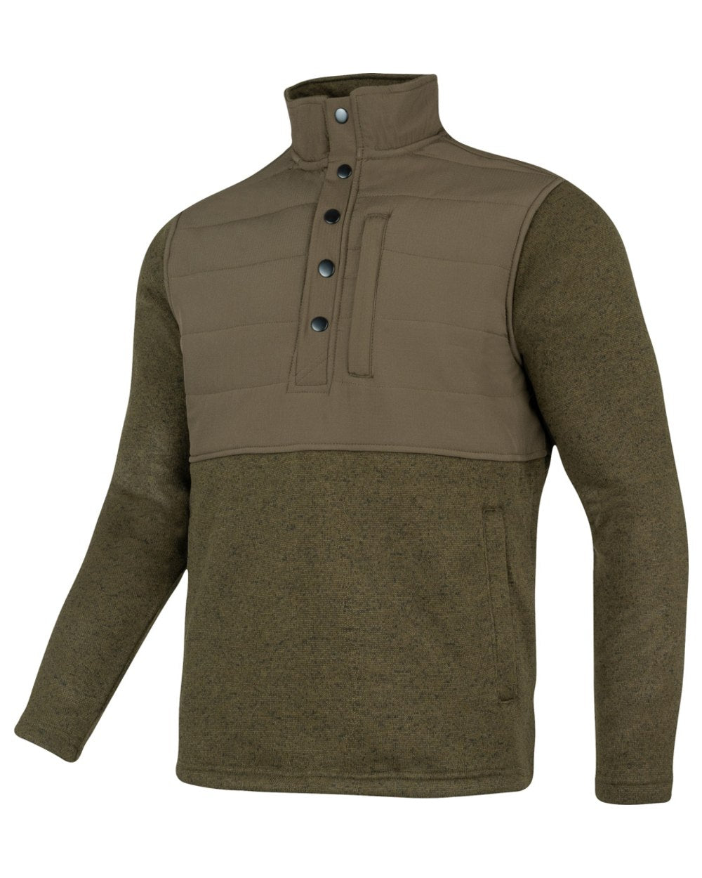 Green Coloured Jack Pyke Mens Snap Neck Pullover on white background 