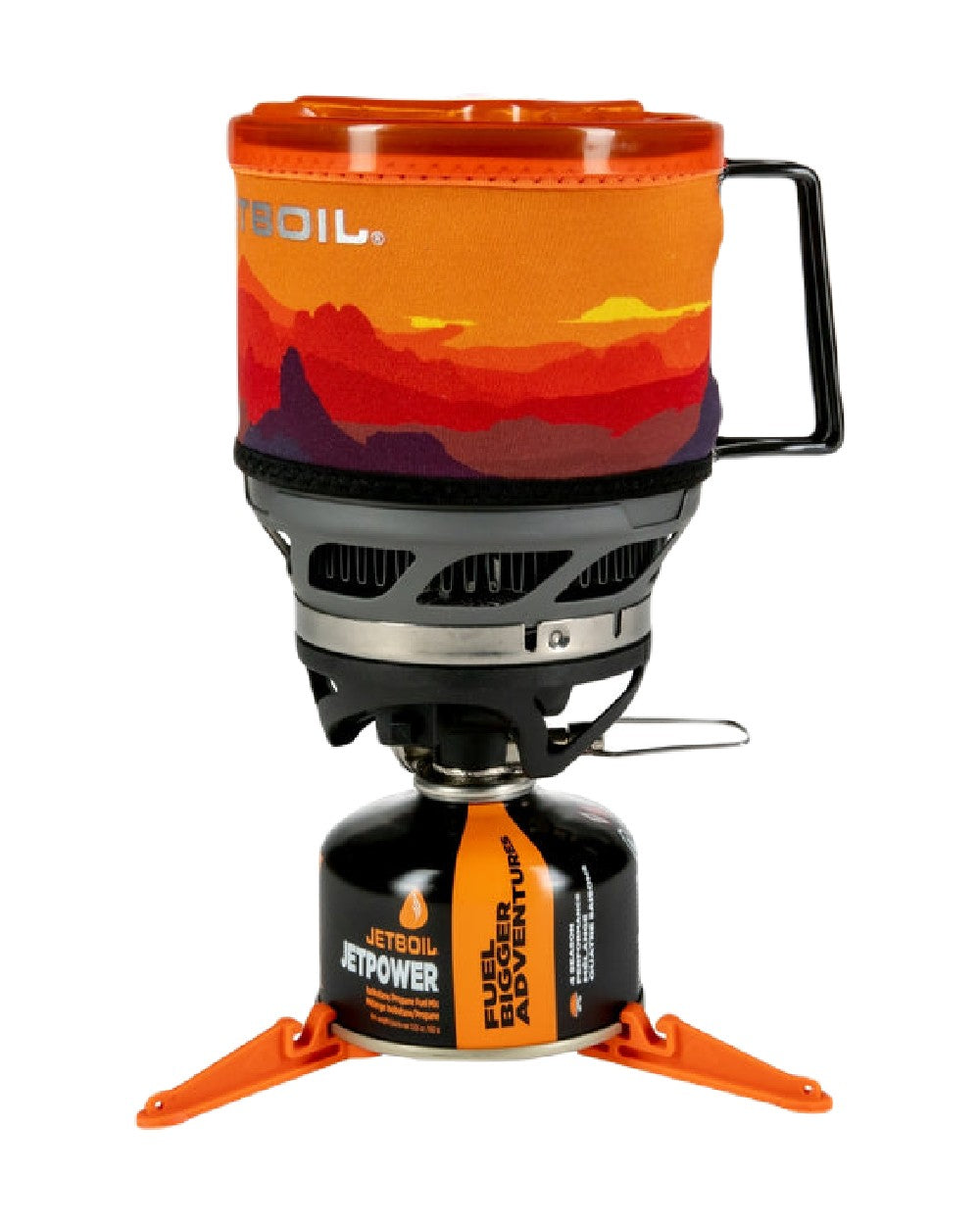 Sunset Coloured Jetboil MiniMo Cooking System on white background 