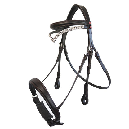John Whitaker Lynton Snaffle Bridle With 2 Browbands In Light Havana 