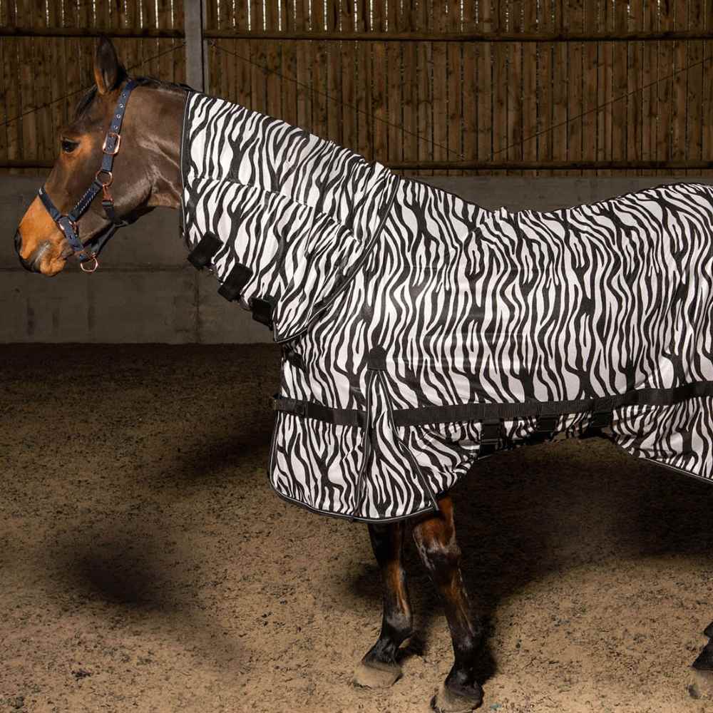 John Whitaker Marwell Zebra Print Fly Rug In Black/White