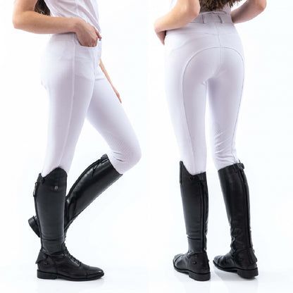 John Whitaker Womens Clayton Breeches with Silicone Grip Knee Patches in White