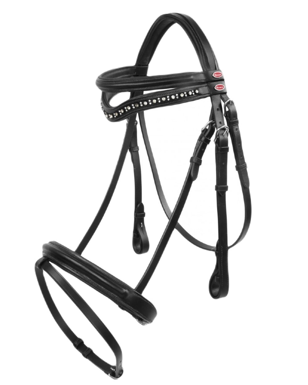 Black coloured John Whitaker Lynton Flash Bridle With Browbands on white background 