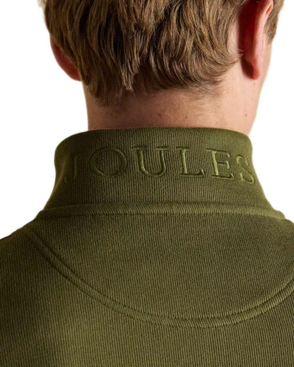 Green Coloured Joules Alistair Quarter Zip Cotton Sweatshirt On A White Background 