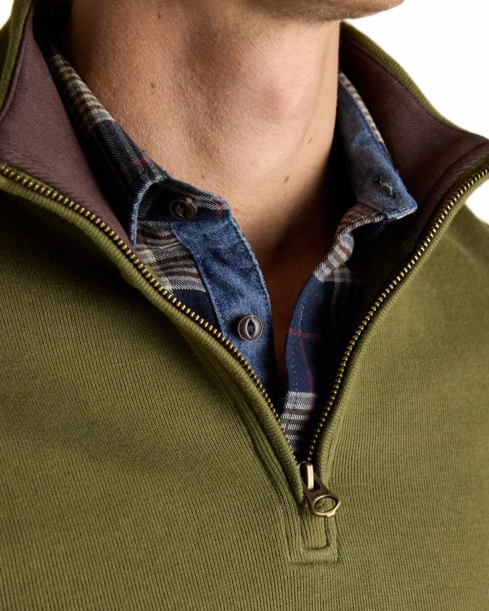 Green Coloured Joules Alistair Quarter Zip Cotton Sweatshirt On A White Background 