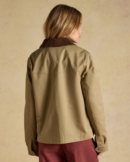 Tan Brown coloured Joules Barn Jacket on tan background 
