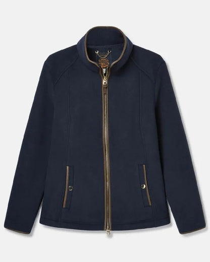 Navy Coloured Joules Borg Womens Heritage Full Zip On White Background 