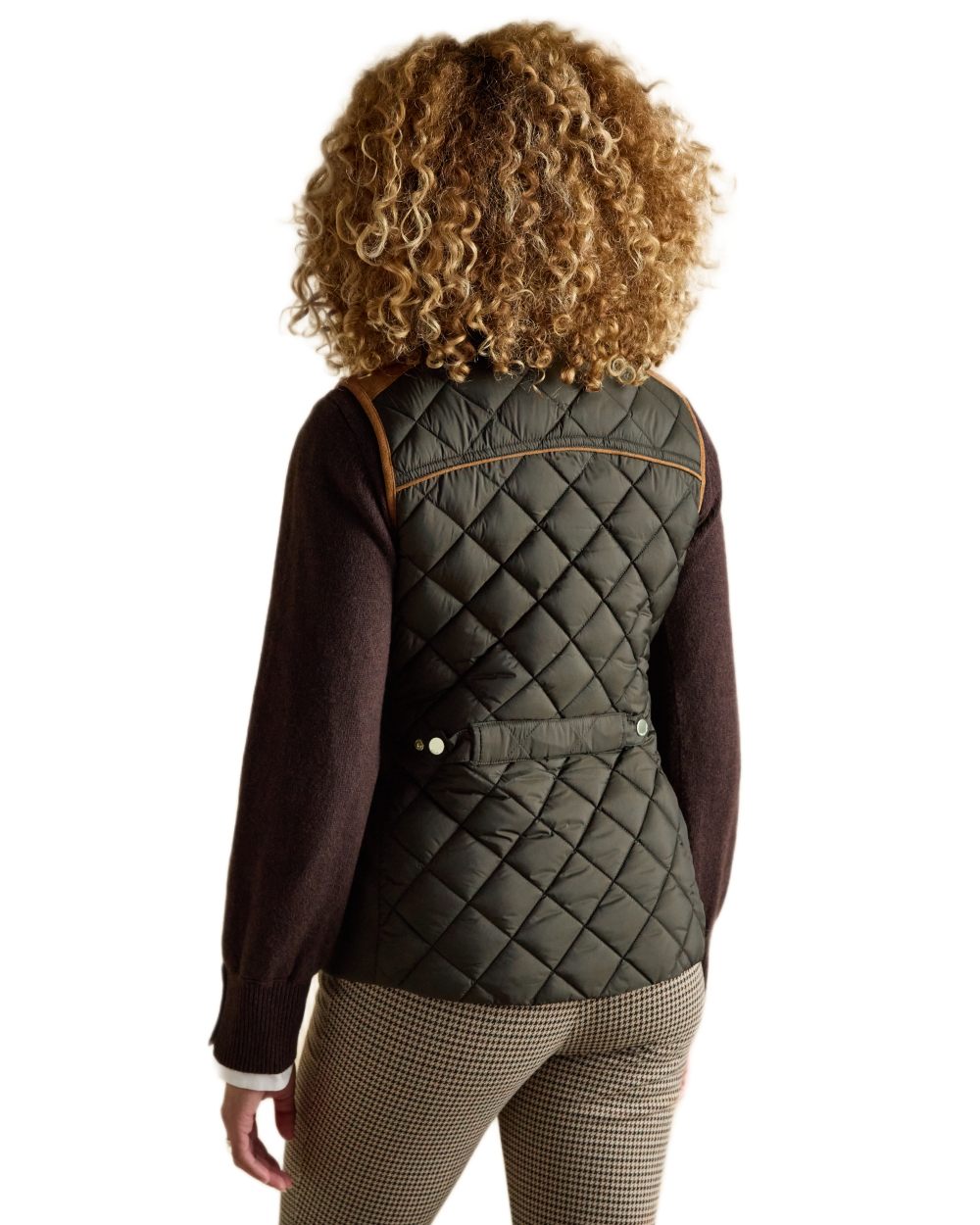 Green coloured Joules Braemar Luxe Gilet on white background 