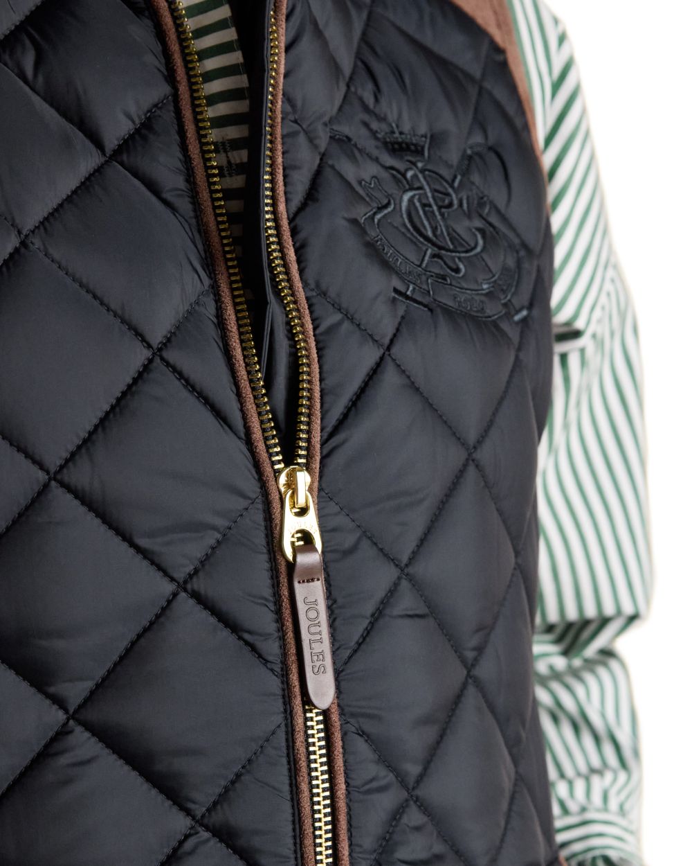 Navy coloured Joules Braemar Luxe Gilet on white background 