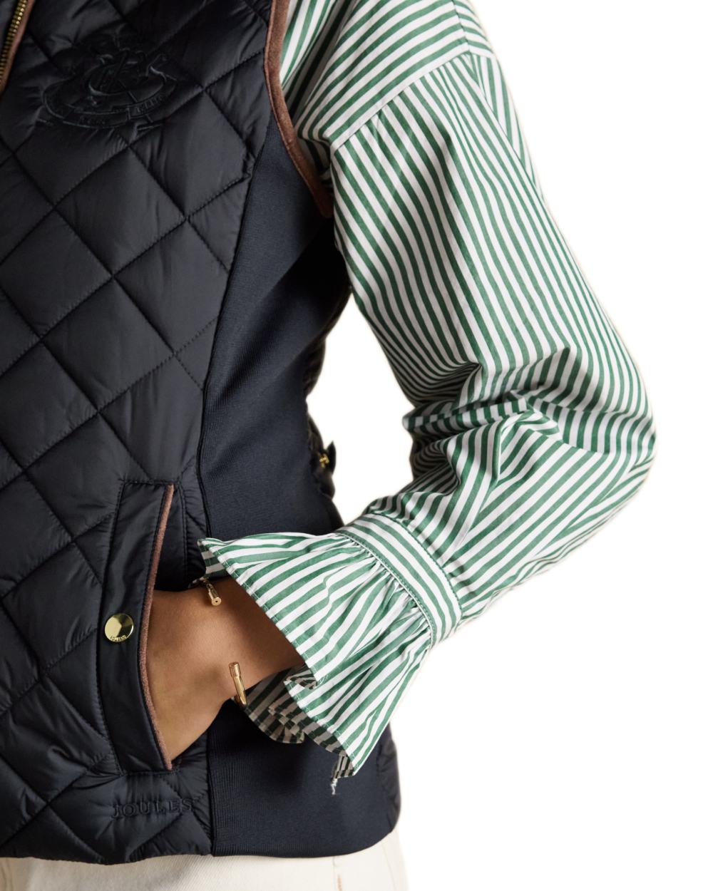 Navy coloured Joules Braemar Luxe Gilet on white background 