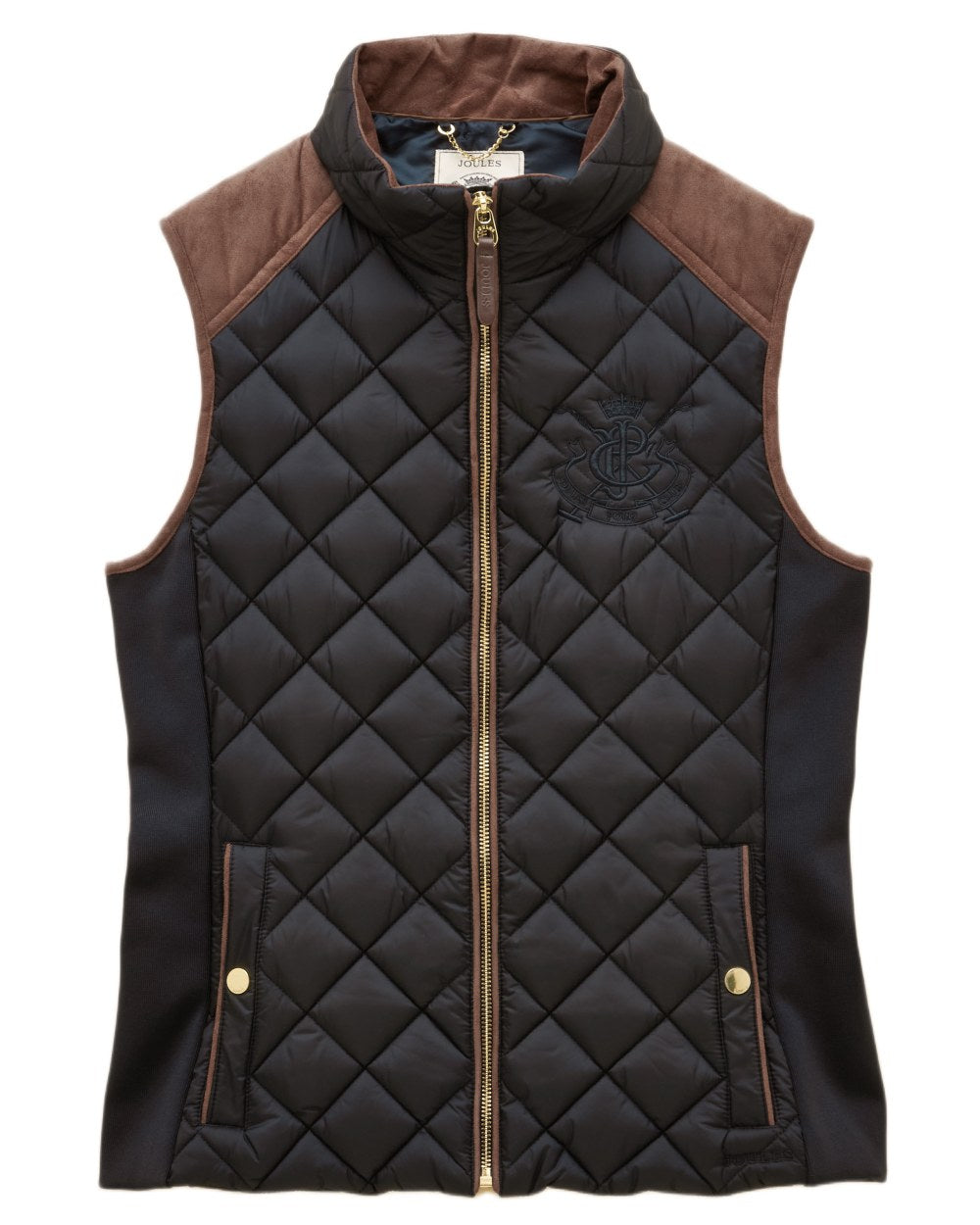 Navy coloured Joules Braemar Luxe Gilet on white background 