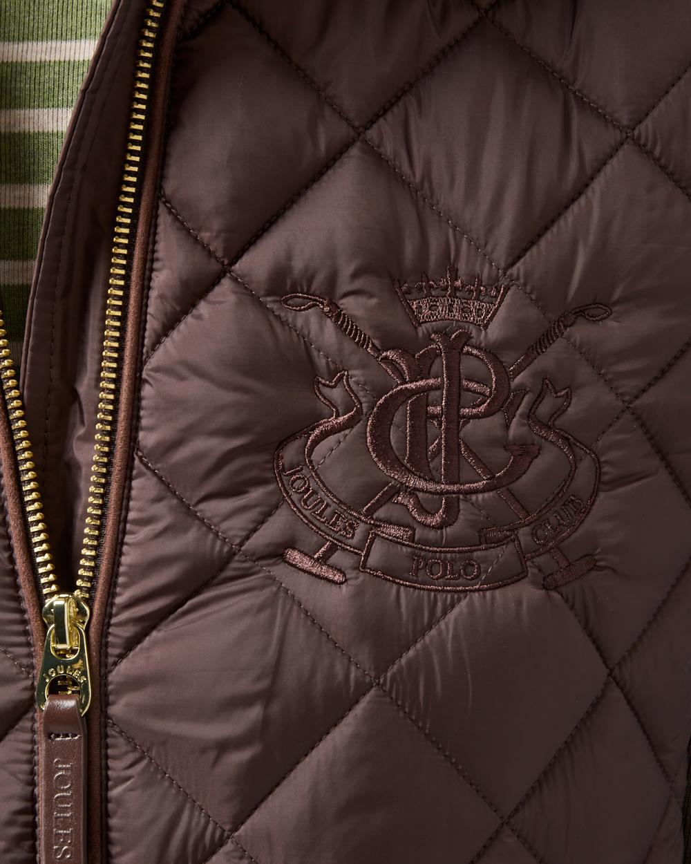 Chocolate Brown coloured Joules Braemar Luxe Jacket close up 