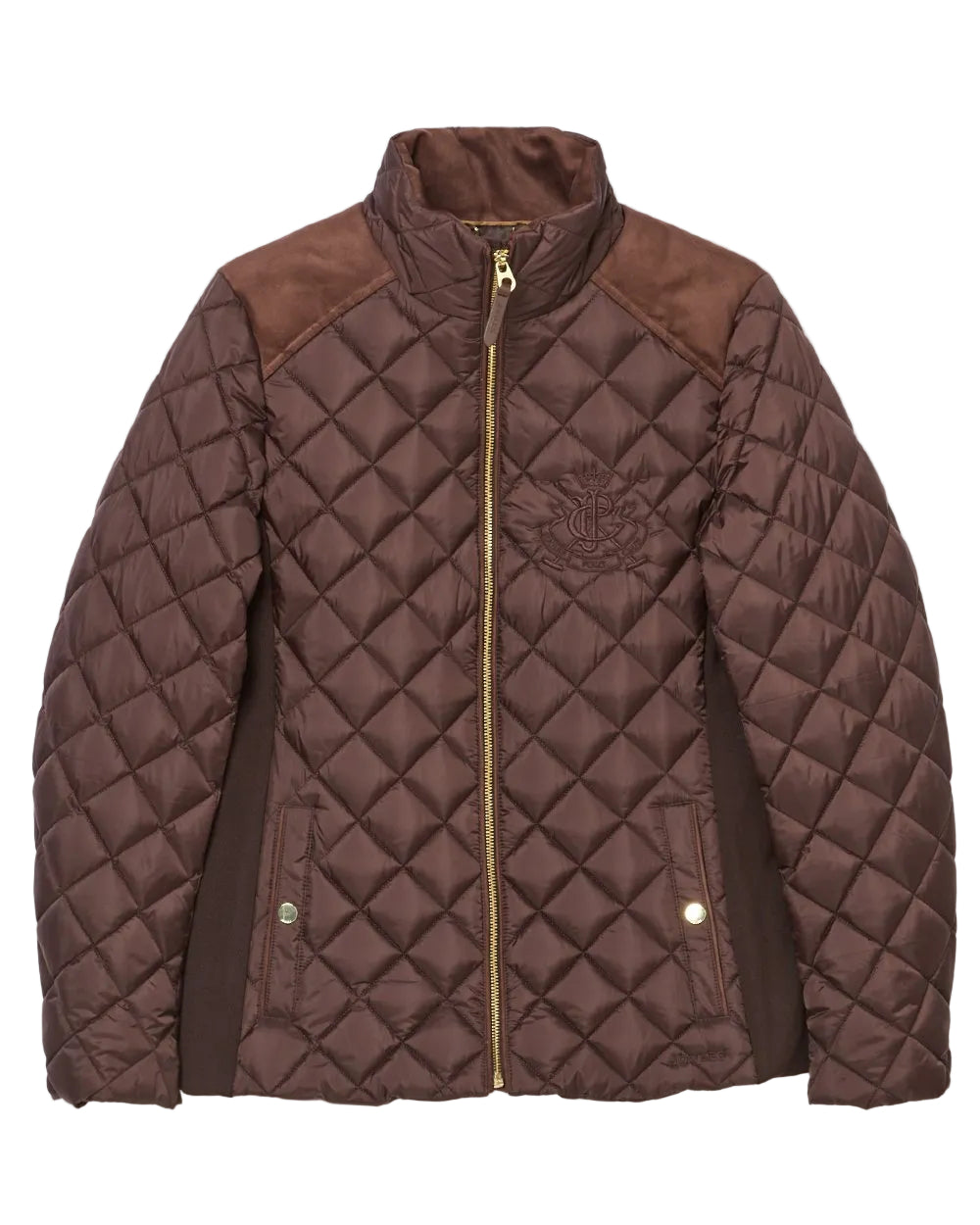 Chocolate Brown coloured Joules Braemar Luxe Jacket on white background 