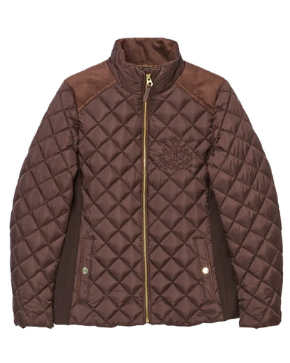 Chocolate Brown coloured Joules Braemar Luxe Jacket on white background 