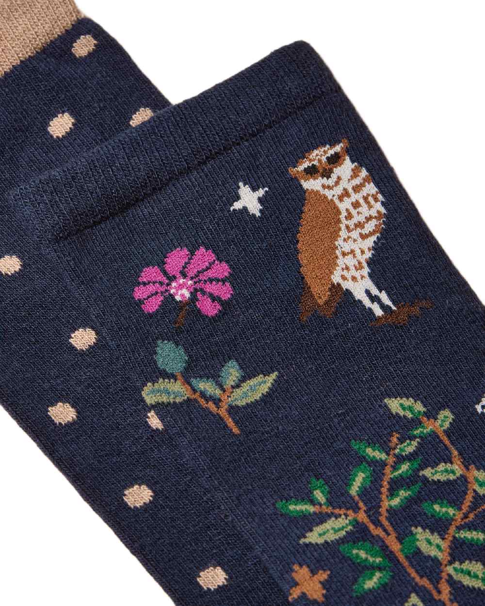 Multi Navy Coloured Joules Everyday 2 Pack Socks on white background 