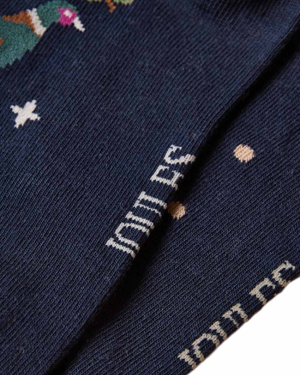 Multi Navy Coloured Joules Everyday 2 Pack Socks on white background 