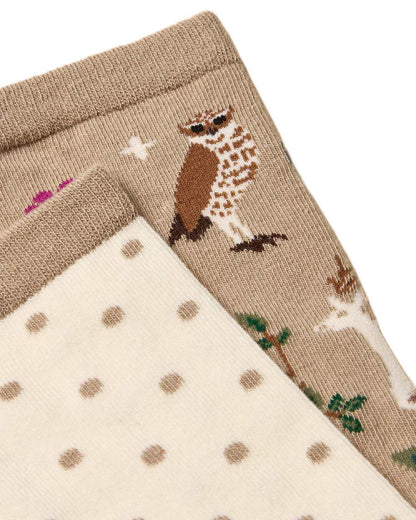Multi Neutral Coloured Joules Everyday 2 Pack Socks on white background 