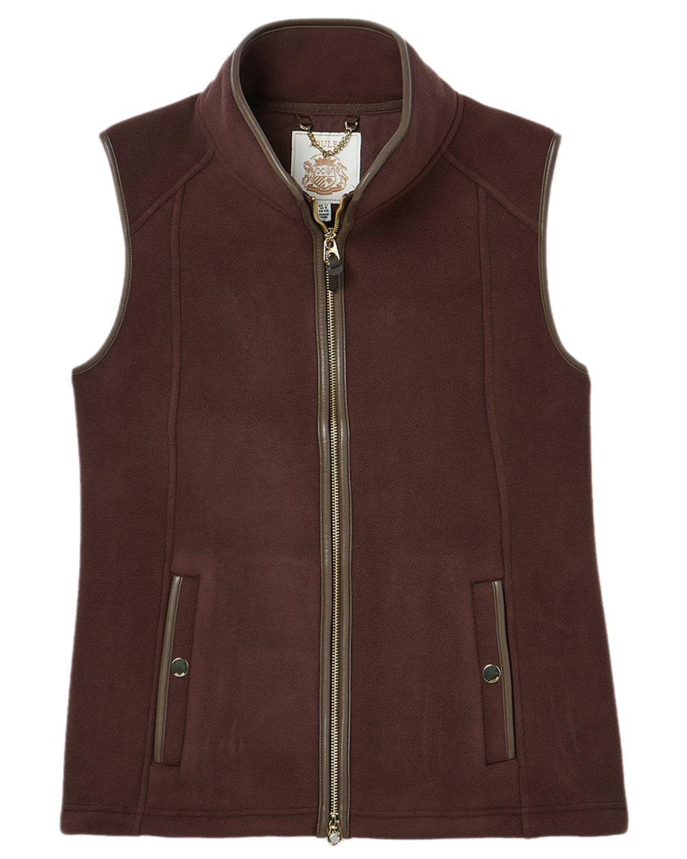 Brown Coloured Joules Fairbourne Fleece Gilet on white background 