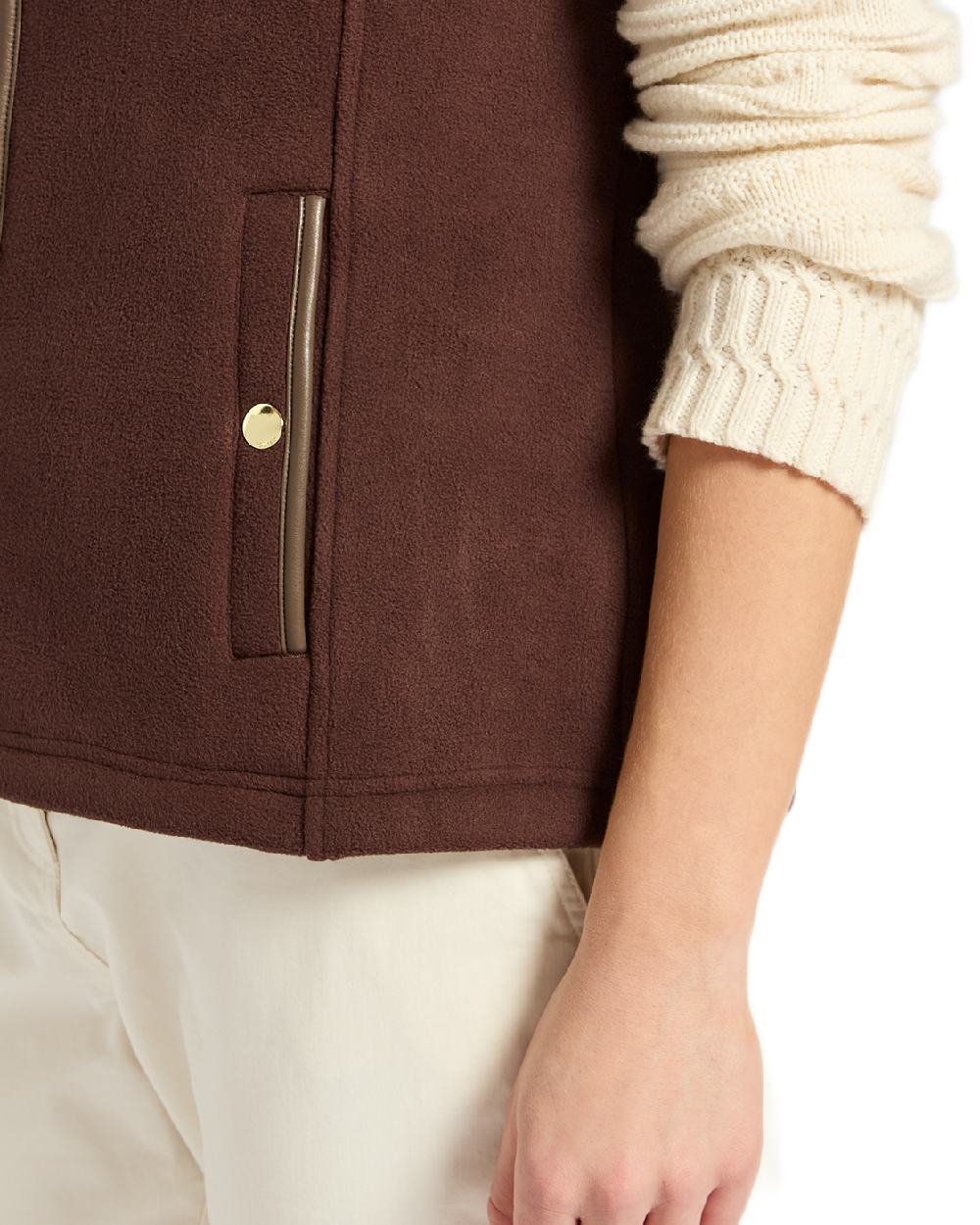 Brown Coloured Joules Fairbourne Fleece Gilet on white background 