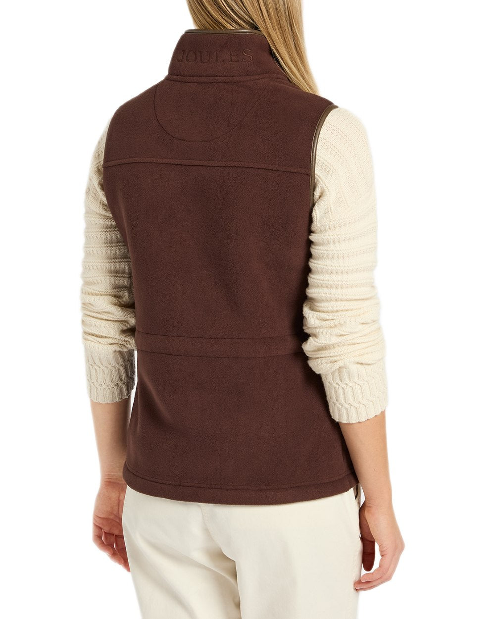 Brown Coloured Joules Fairbourne Fleece Gilet on white background 