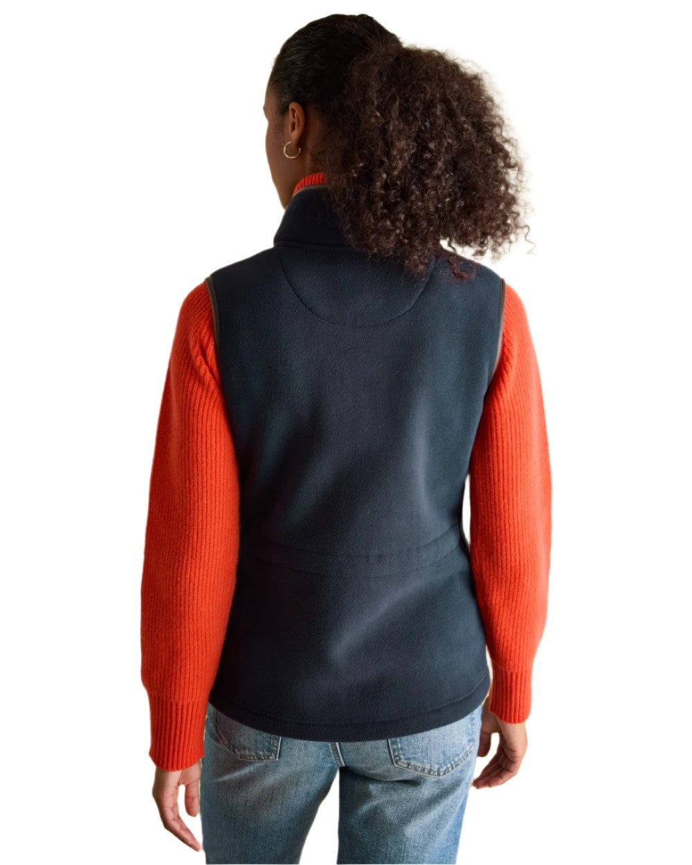 Navy coloured Joules Fairbourne Fleece Gilet on white background 