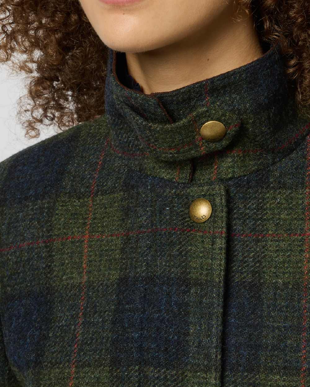 Brown Check coloured Joules Fieldcoat Tweed Jacket on studio background 