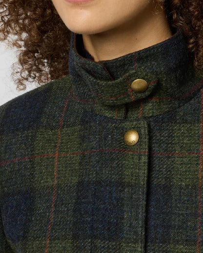 Brown Check coloured Joules Fieldcoat Tweed Jacket on studio background 