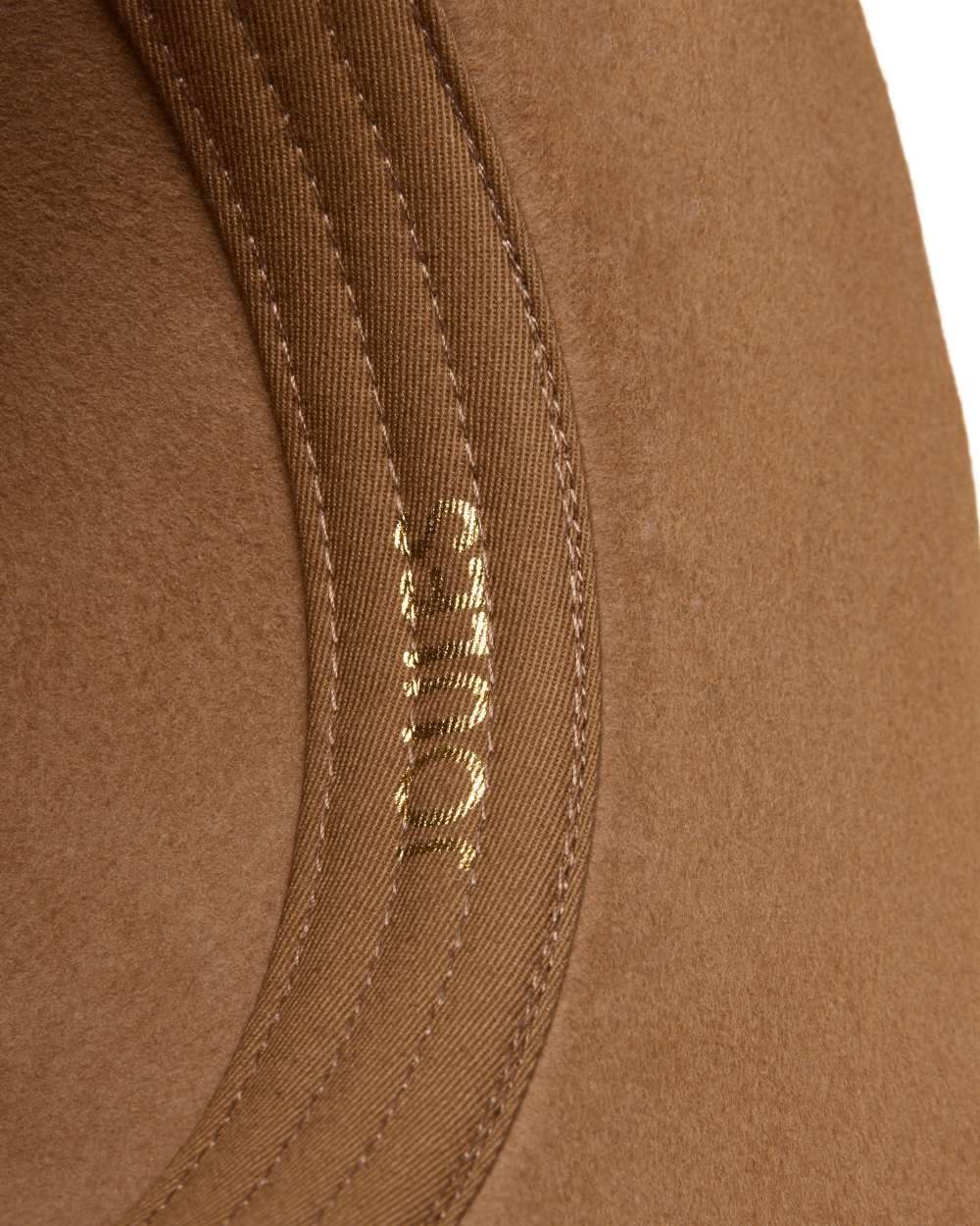 Tan Brown coloured Joules Grove Wool Fedora Hat on white background 