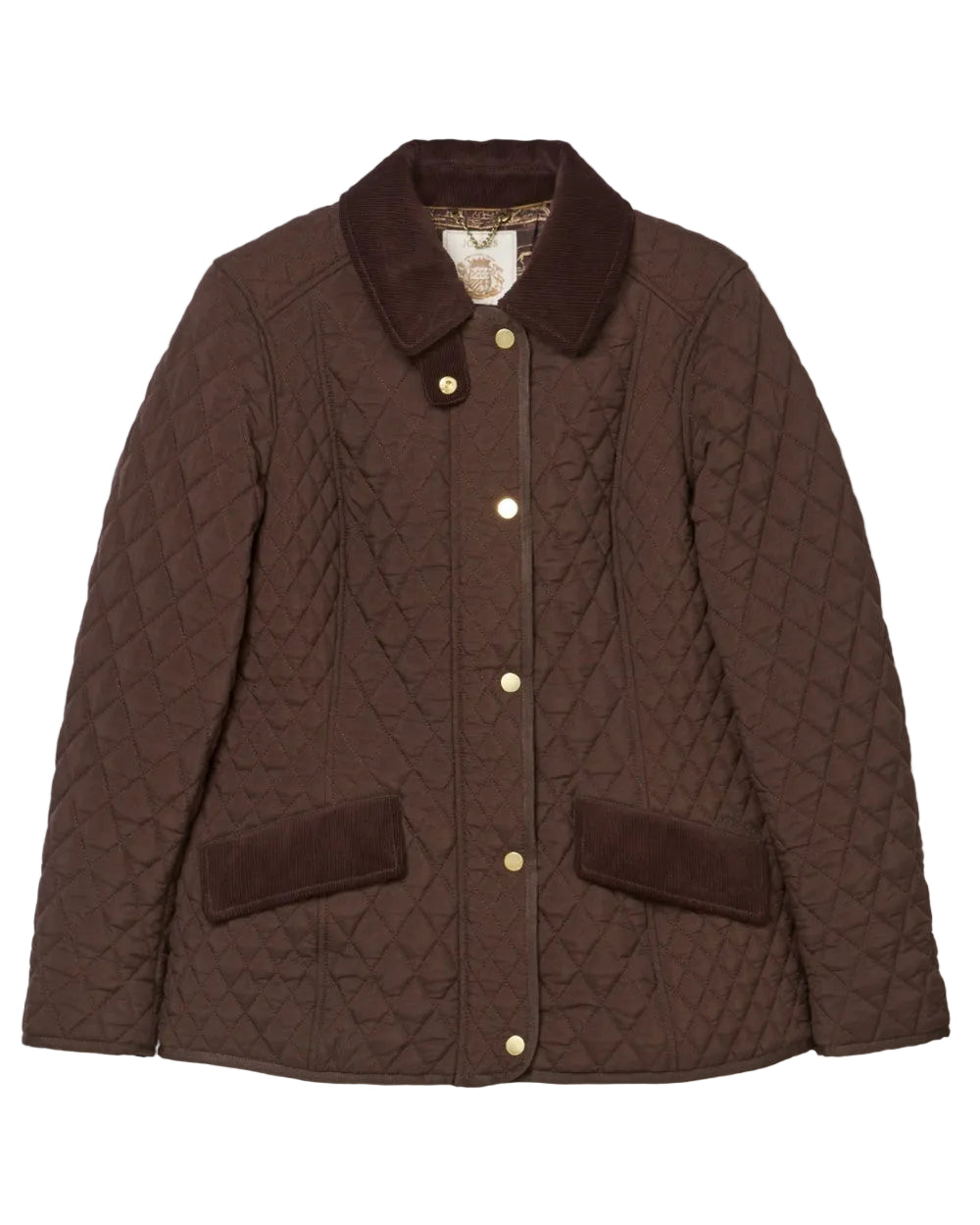 Chocolate coloured Joules Highclere Jacket on white background 