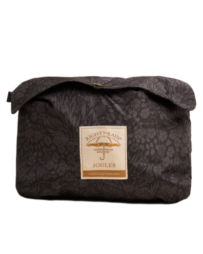 Black Coloured Joules Holkham Waterproof Packable Raincoat With Hood on white background 