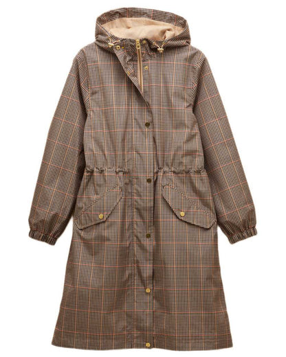 Henson Check Coloured Joules Holkham Waterproof Packable Raincoat With Hood on white background 